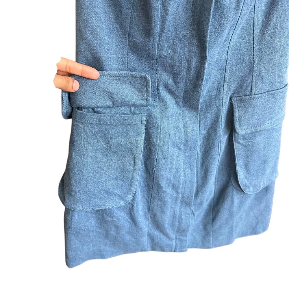 Sundays Soho Denim Pocket Mini Dress Sz Small Pinafore Style Front Patch Pockets - Picture 10 of 16